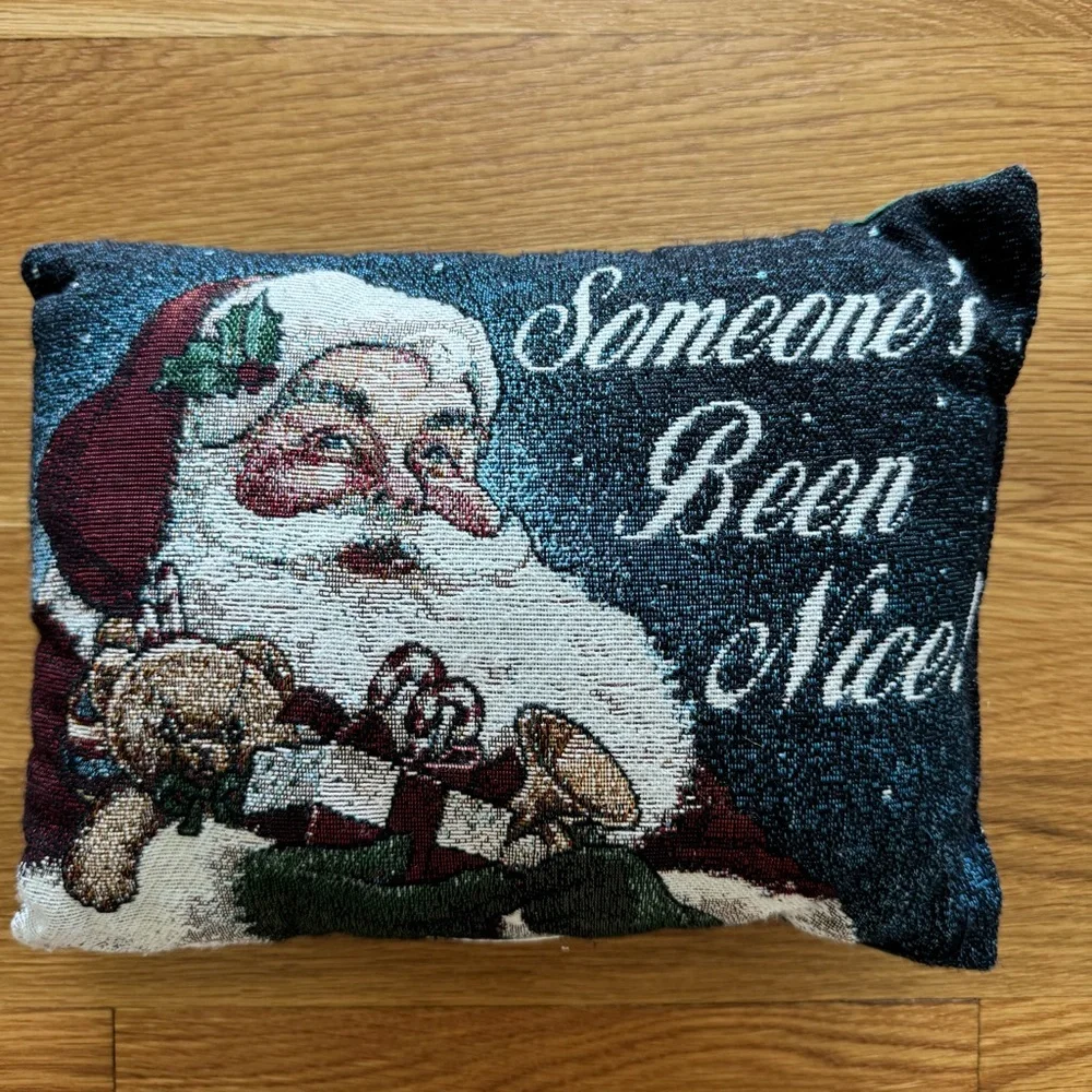 Christmas Santa Claus Someone's Been Nice Throw Pillow Tapestry Woven